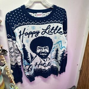 Happy Little Holiday Sweater - Navy and White